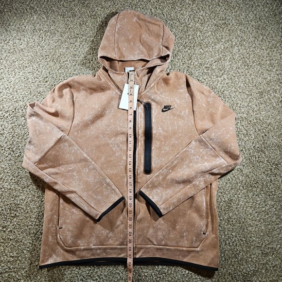 Nike Sportswear Tech Fleece Wash Full Zip Hoodie Men's Size XL DM6515-215 Brown - Picture 3 of 12